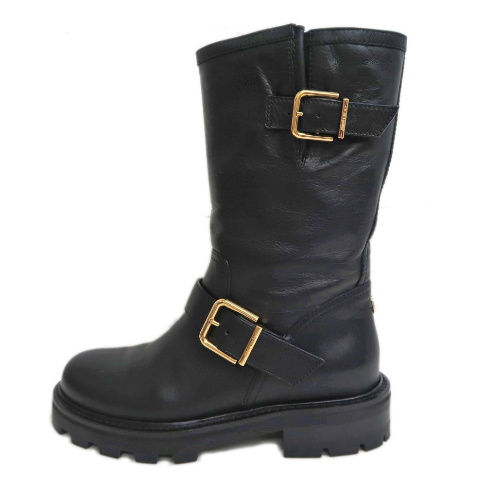 ��̾��ۡ�JIMMY CHOO�ۥ��ߡ����奦 BIKRE II �ߥɥ�֡��� �֥�å� ������35 �쥶�� ��ǥ���������š�