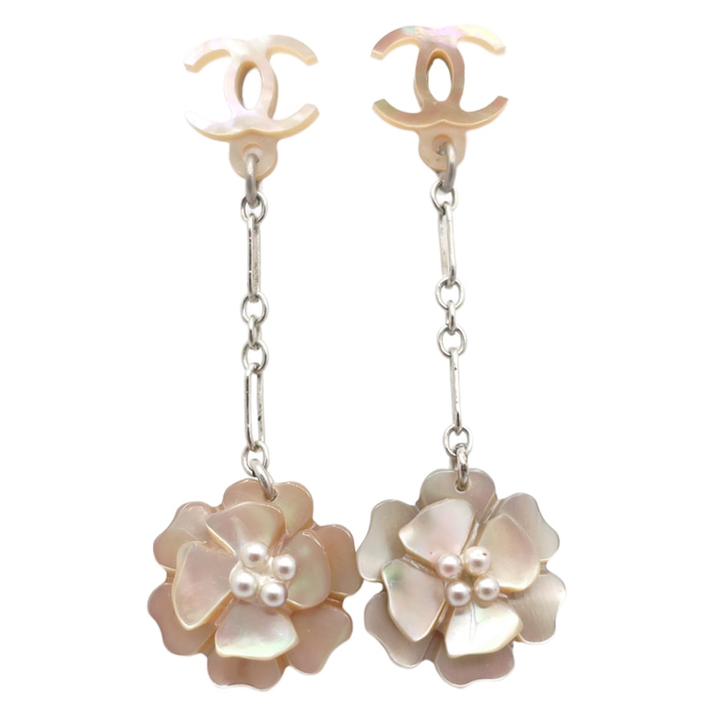 美品 CHANEL ピアス ココマークカメリア 花モチーフ