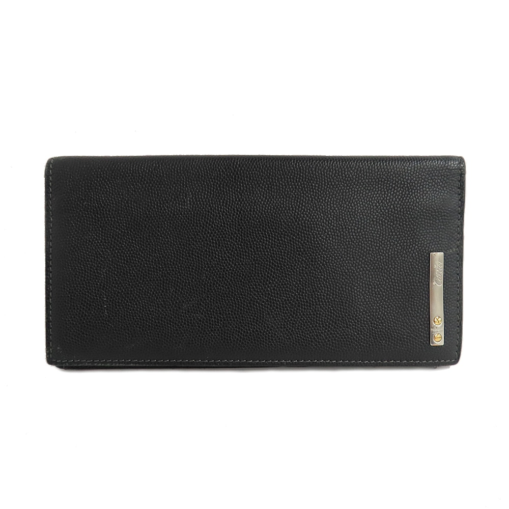 未使用品　Cartier　カルティエ　財布　二つ折り　黒　レザー　訳あり Cartier カルティエ 財布 メンズ二つ折りカード（小銭入れなし