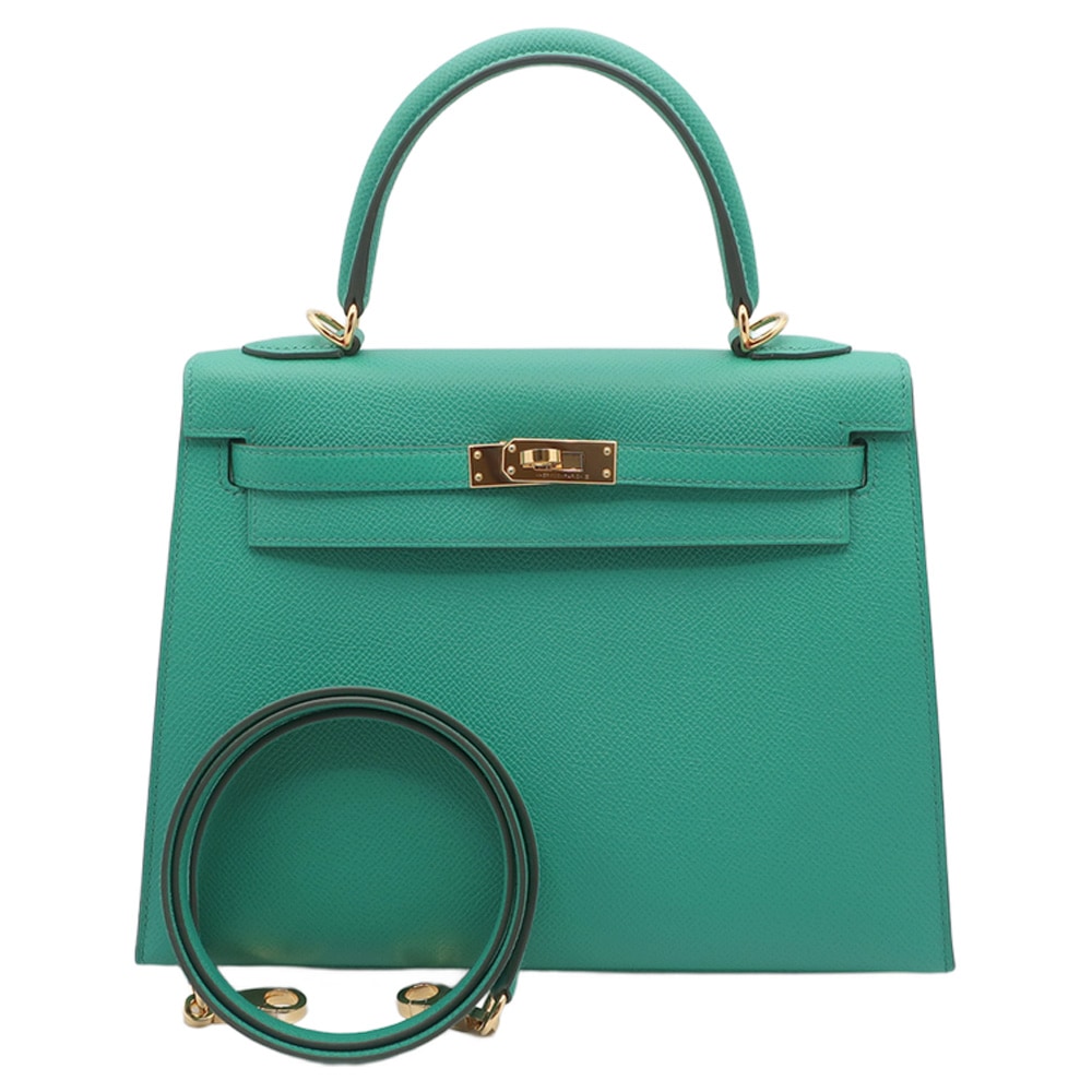 【天白】【HERMES】エルメス ケリー25 Y刻印 ハンドバッグ カクタス 緑 エプソン ゴールド金具 2020年頃製造 レディース【中古】
