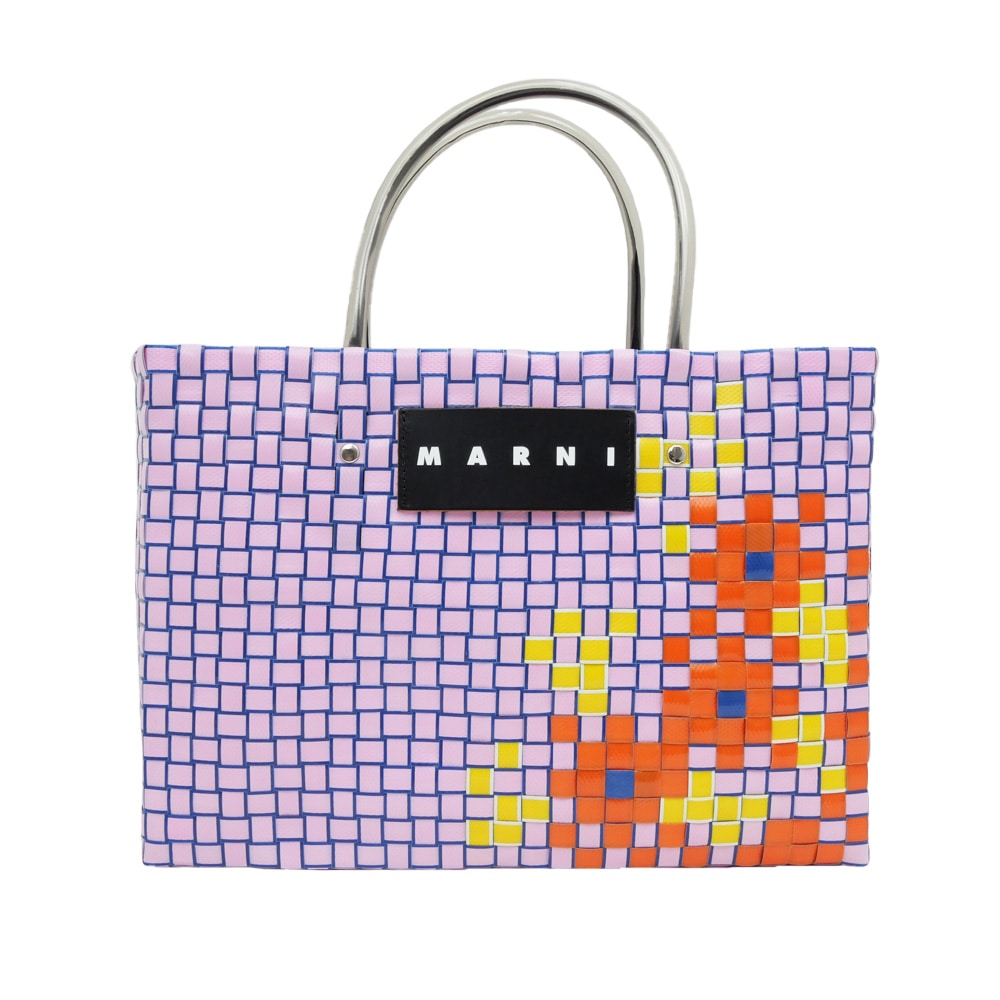 【名東】【MARNI】マルニ MARNI MARKET FLOWER BASKET トートバッグ ライトピンク ハンド ストロー レディース その他【中古】