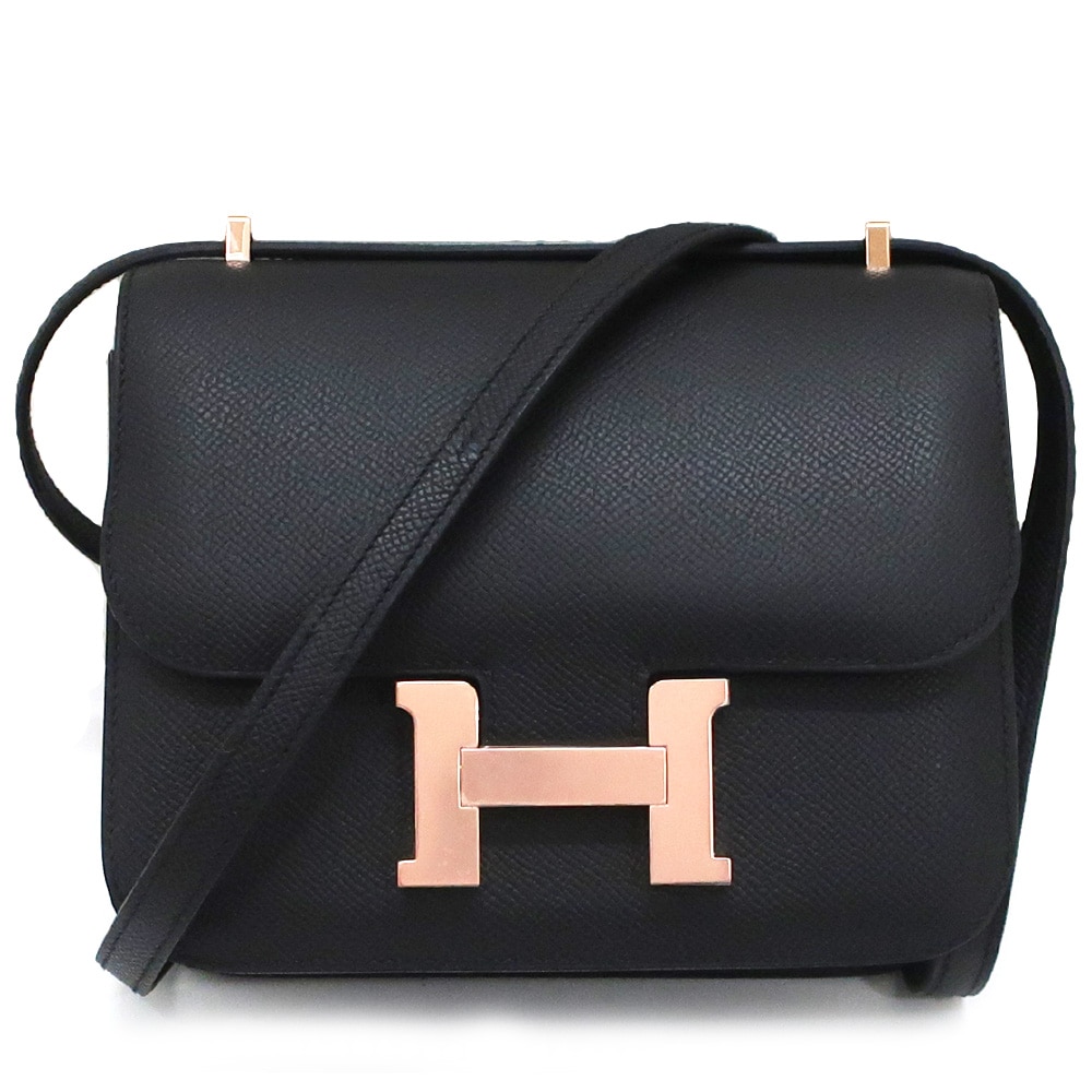 天白】【HERMES】エルメス コンスタンス ミニ 18 エプソン ブラック