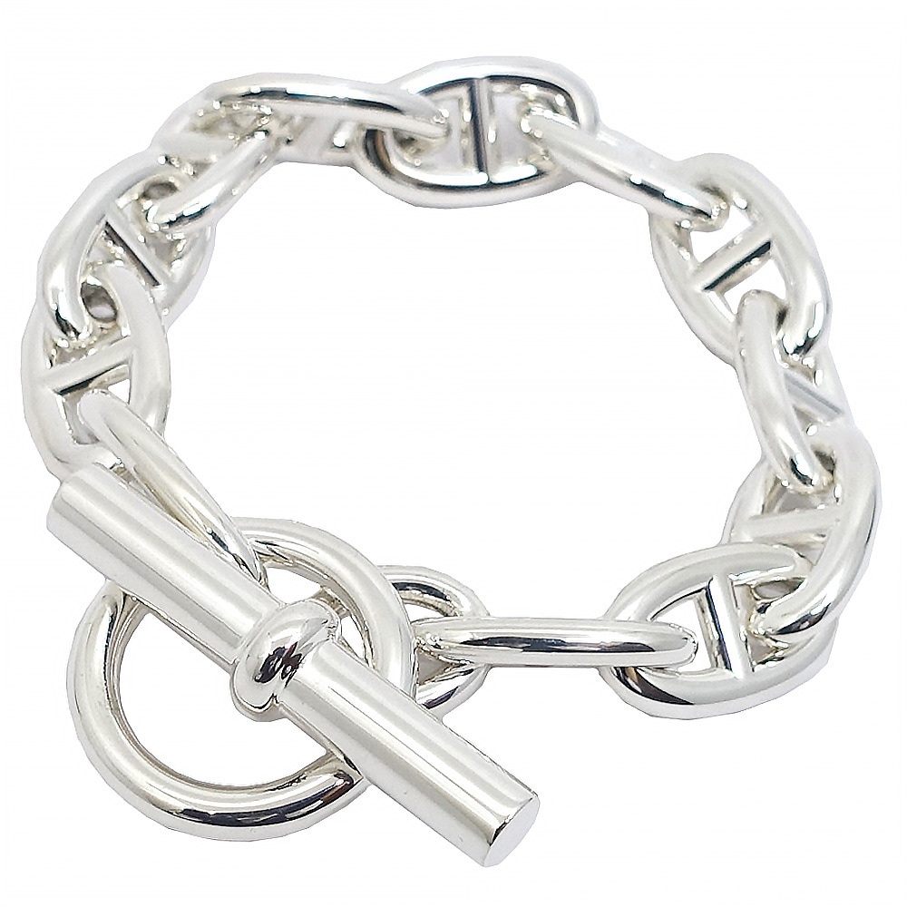 【栄】【HERMES】エルメス ジュエリー ブレスレット Chaine dancre シェーヌダンクルGM 12コマ/12リンク 腕周り約15.5cm Ag925 アクセサリー 約69.7g メンズ レディース 保証書 箱【新品】【未使用】【中古】
