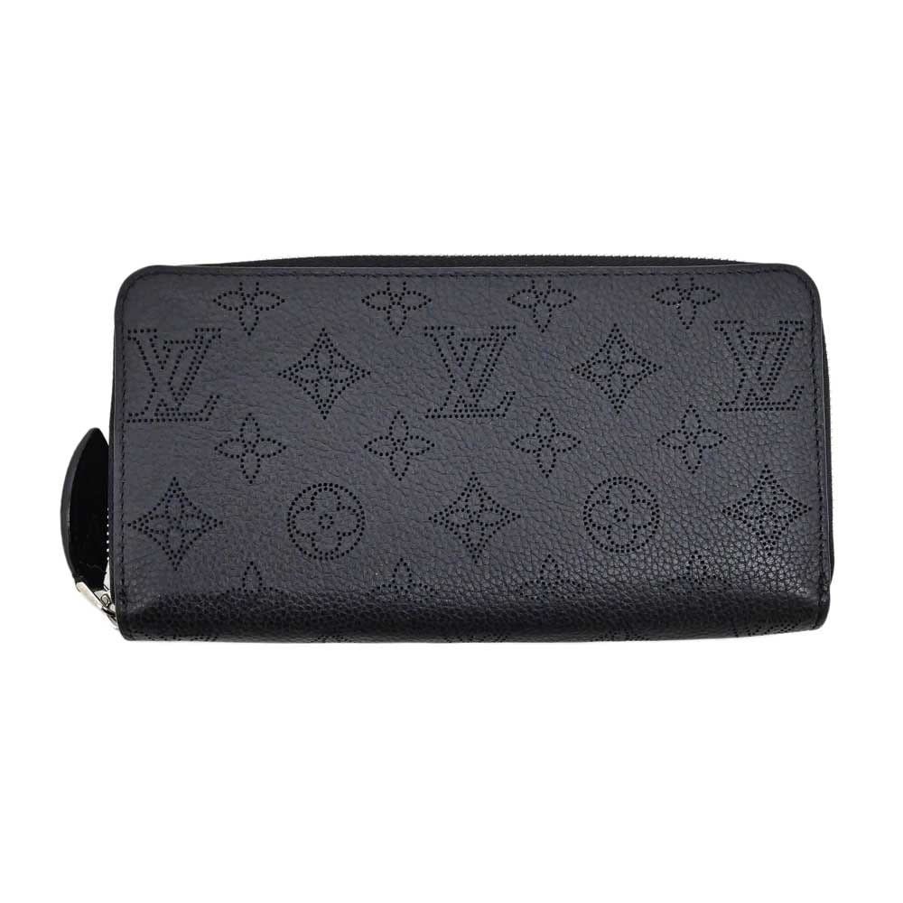 【名東】【LOUIS VUITTON】ルイヴィトン ジッピー ウォレット M61867 マヒナ 長財布 ラウンドファスナー ノワール 黒 メンズ 男【中古】