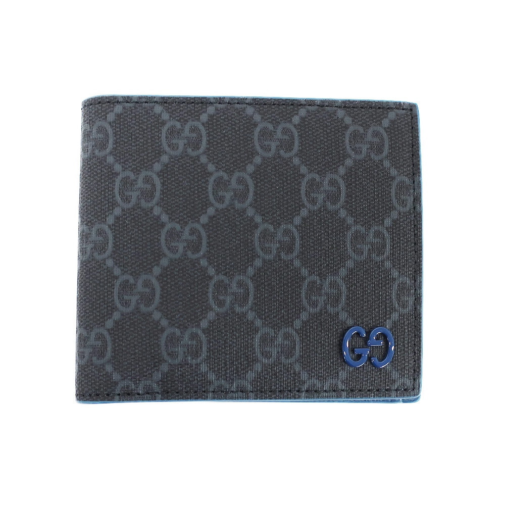 【天白】【GUCCI】グッチ コンパクトウォレット 財布 二つ折り GGスプリーム バイカラー ブラック ブルー GGロゴ 小物 その他 メンズ レディース【中古】