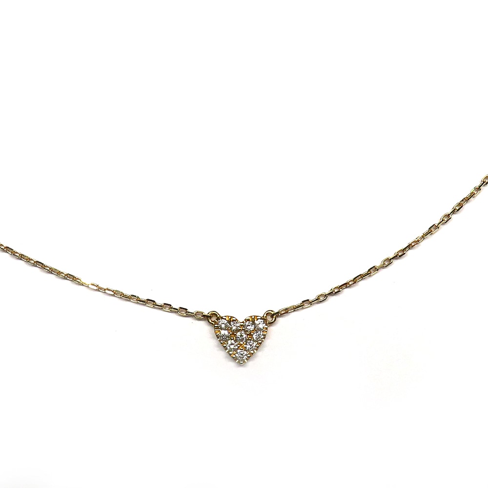 【名古屋】【AHKAH】アーカー ハートパヴェ ネックレス VC0104010100 750YG イエローゴールド ダイヤモンド アクセサリー レディース 【中古】