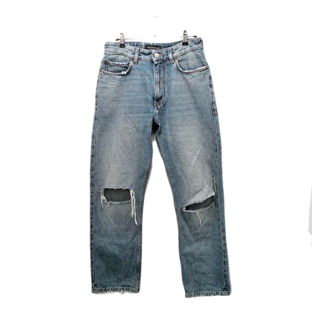 バレンシアガ　ダメージデニム　xxs BALENCIAGA (バレンシアガ) OVERSIZE BAGGY DENIM PANTS