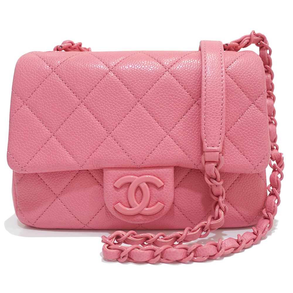 【栄】【セール~】【CHANEL】シャネル マトラッセ18 ショルダーバッグ AS1784 29番台 ココマーク レザー キャビアスキン ピンク ピンク×シルバー金具 レディース 女性 保証書【中古】