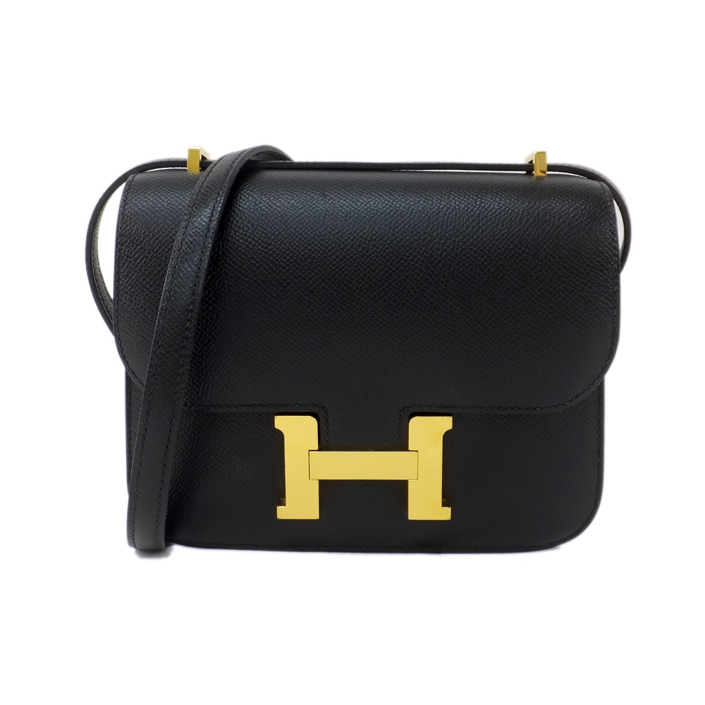 【天白】【HERMES】エルメス コンスタンス ミニ 18 エプソン ブラック ゴールド金具 ショルダーバッグ Z刻印 2021年頃製造 レディース 鞄【中古】