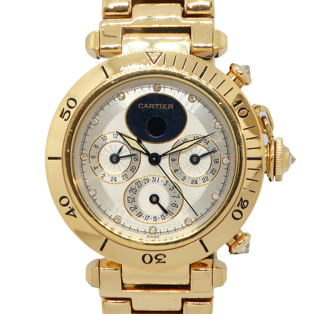 ��ŷ��ۡ�CARTIER�ۥ���ƥ��� �ѥ��� �ࡼ��ե����� 3�����ॾ���� �������� 0925 38mm �ӻ��� ��� K18YG ������ ��������������� ��ư��������š�