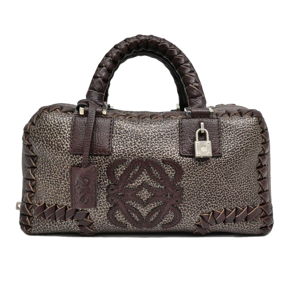 名東】【LOEWE】ロエベ アマソナ28 ハンドバッグ メタリック ブロンズ