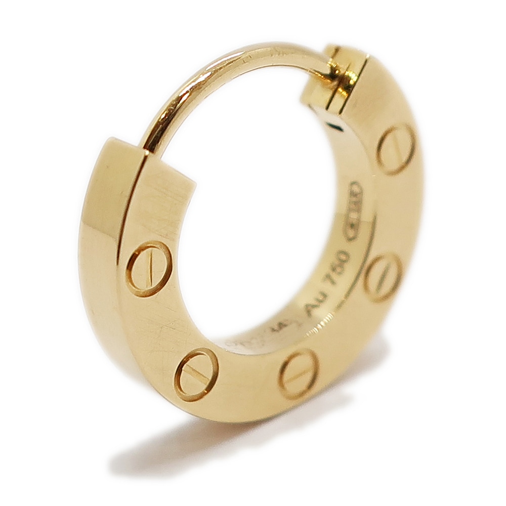 天白】【CARTIER】カルティエ Love シングル イヤリング 750YG フープ