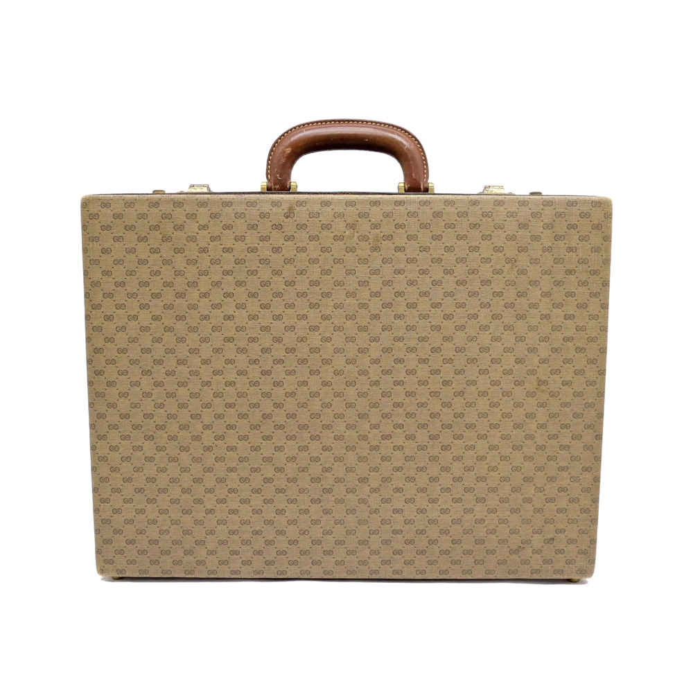 名東】【GUCCI】グッチ アタッシュケース GG柄 ベージュ ブラウン系