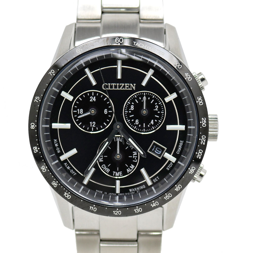【名東】【CITIZEN】シチズン シチズンコレクション Eco-Drive BL5594-59E クロノグラフ ブラック文字盤 黒 SS エコドライブ メンズ 男 腕時計【中古】