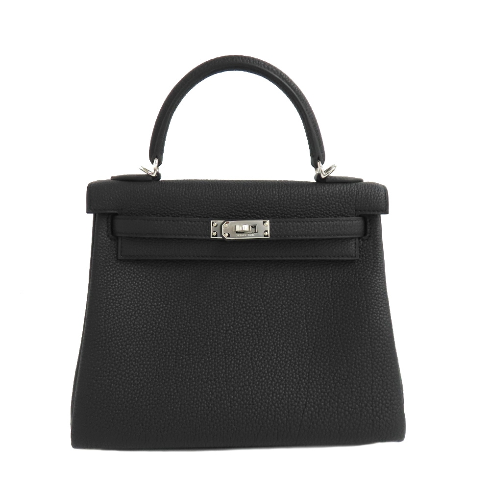 名古屋】【HERMES】エルメス ケリー25 ブラック トゴ 内縫い シルバー