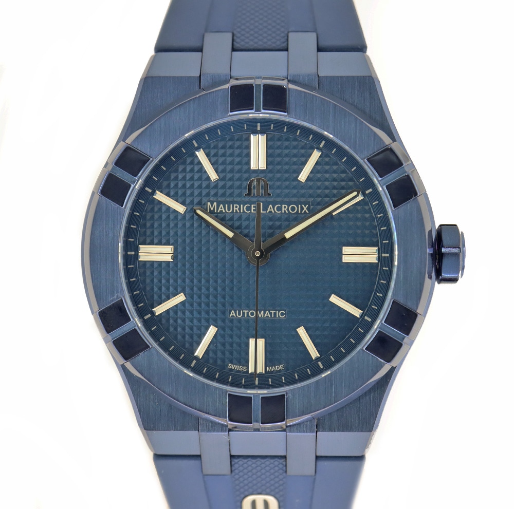 【栄】【MAURICE LACROIX】モーリスラクロア アイコン 39mm BLUE PVD LIMITED EDITION AI6007-PVC00-430-4 ブルー 腕時計 自動巻き SS ラバー メンズ【中古】