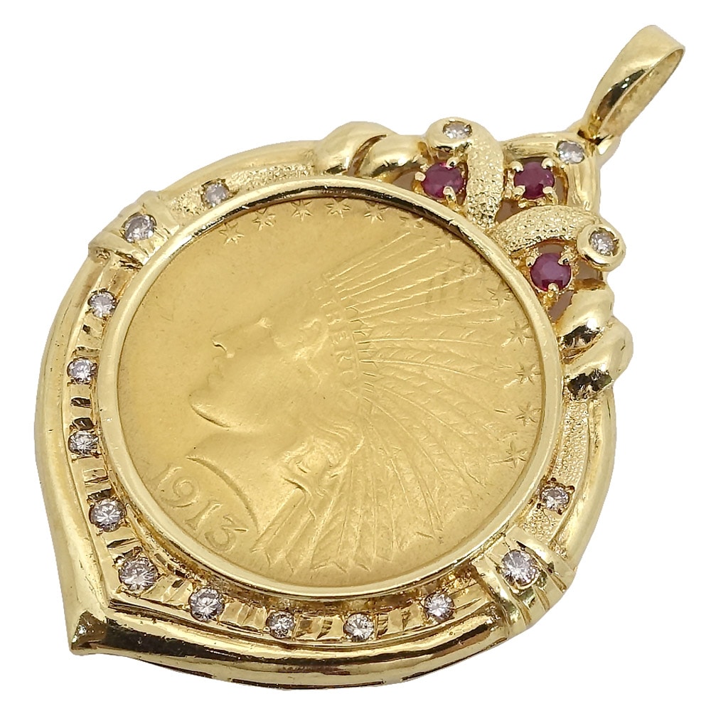栄】【JEWELRY】ジュエリー ペンダントトップ インディアン 1913