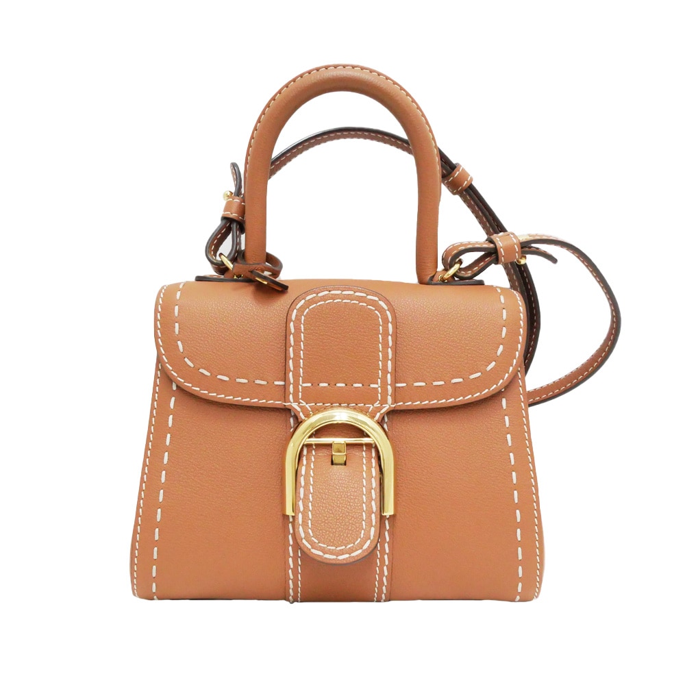 名東】【DELVAUX】デルヴォー ブリヨンミニ サーピケ ブラウン ハンド