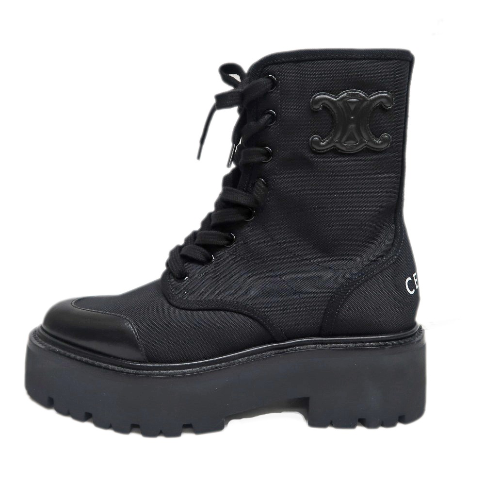 名東】【CELINE】セリーヌ バルキー レースアップブーツ サイズ37 黒