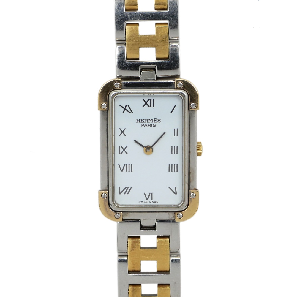 名東】【HERMES】エルメス クロアジュール CR1.220 ホワイト 白文字盤