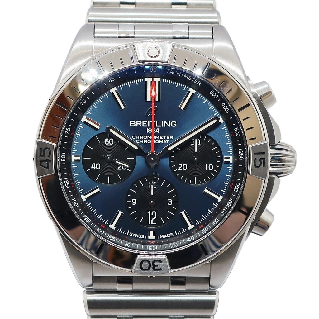 ��ŷ��ۡ�BREITLING�ۥ֥饤�ȥ�� �����Υޥå� B01 42 AB0134101C1A1 �֥롼 SS ��� ��ư���� �ӻ��� ��С��٥���դ�����š�