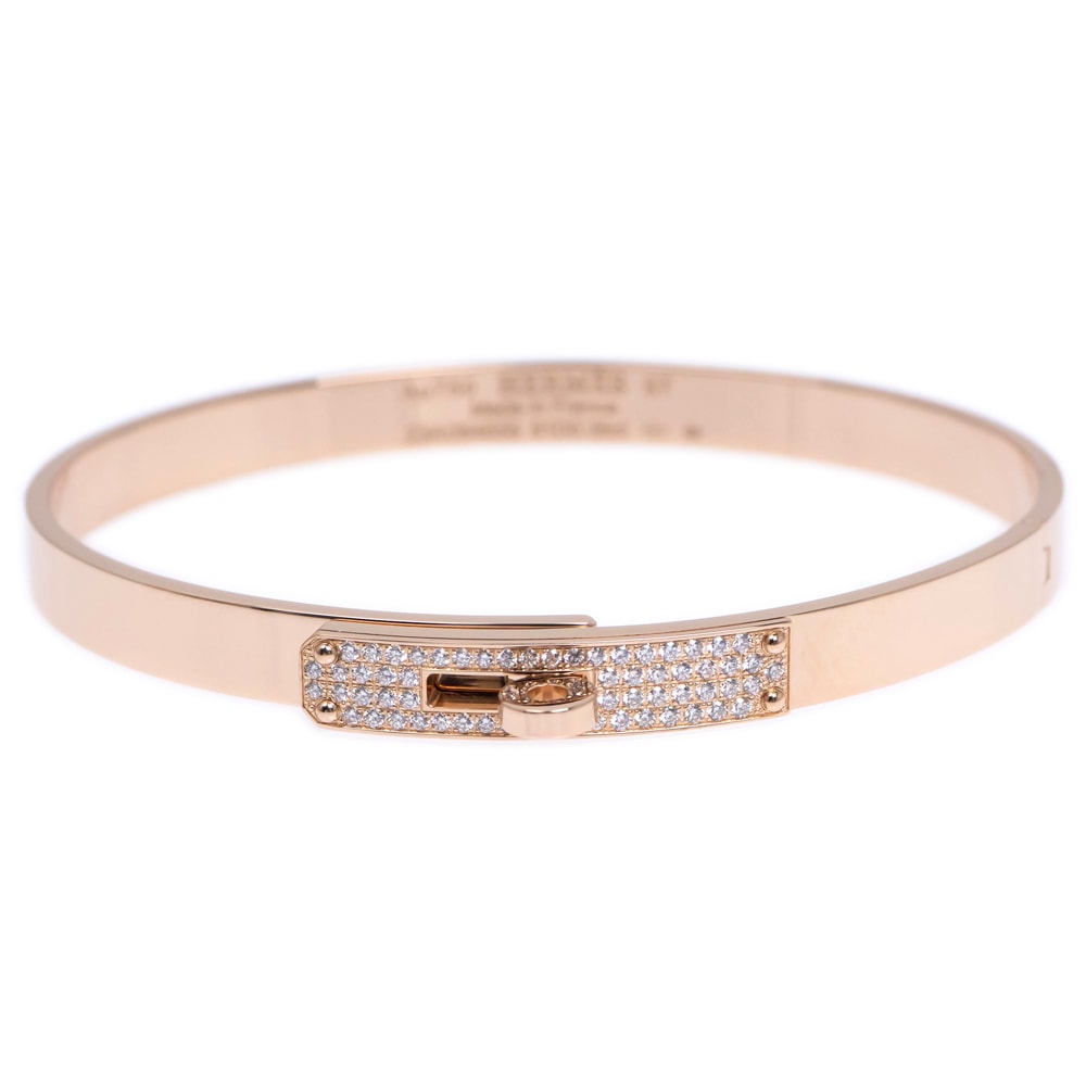 【名東】【HERMES】エルメス ブレスレット ケリー PM ST Au750PG K18 ピンクゴールド ダイヤ 61P 0.36ct 16cm バングル【中古】