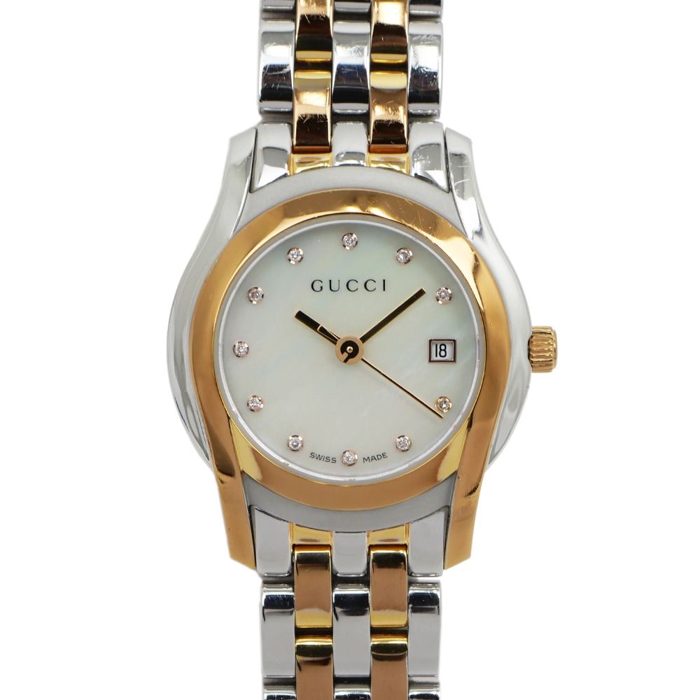 【稼働品】GUCCI 5500L ダイヤ シェル文字盤 名東】【GUCCI】グッチ 5500L 11Pダイヤ シェル文字盤 SS コンビ