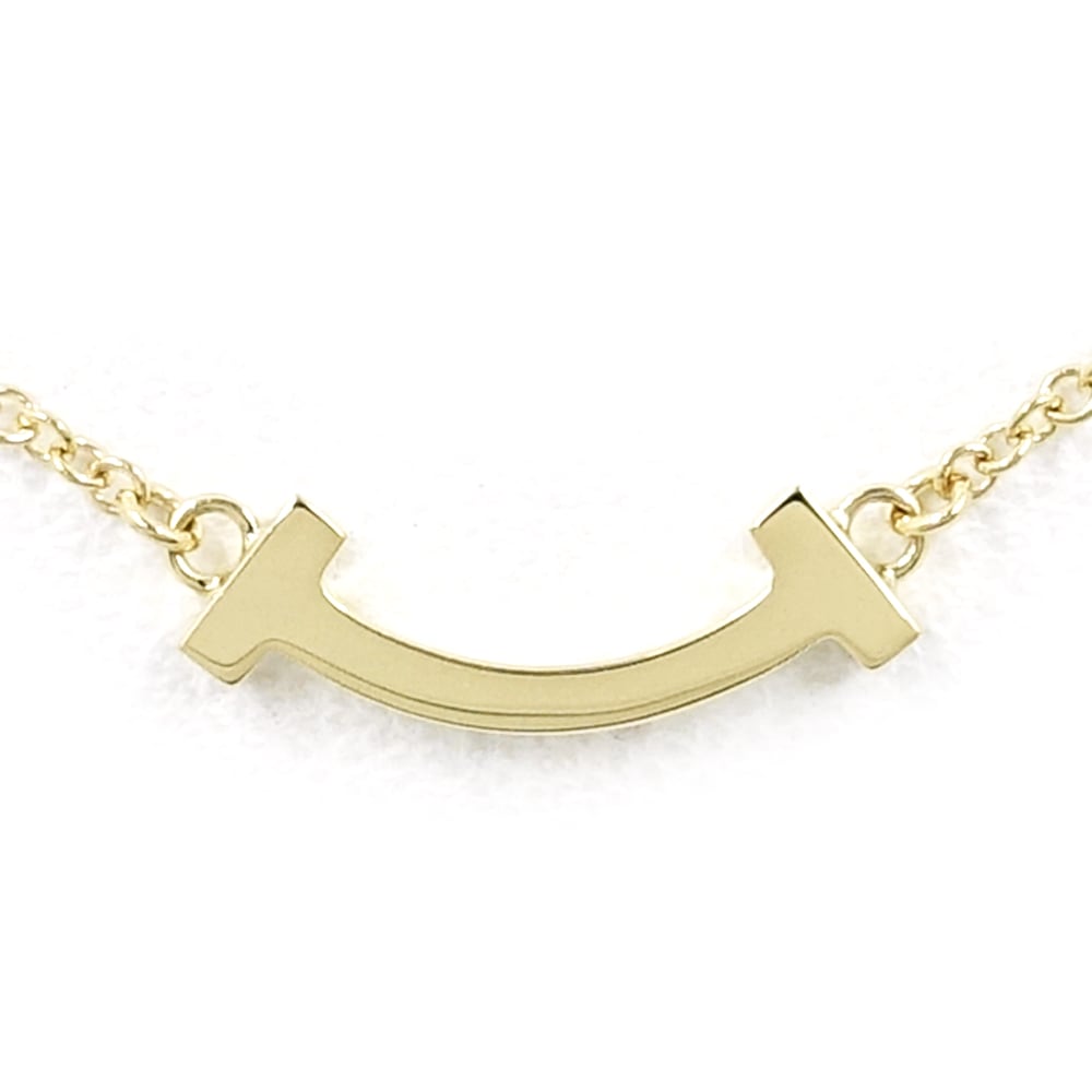 【栄】【TIFFANY】ティファニー K18YG Tスマイル ネックレス ミニ ペンダント 750YG ジュエリー レディース 地金【仕上げ済】【中古】