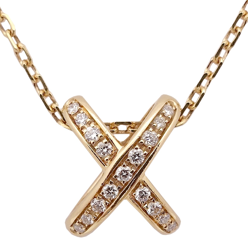 �ڱɡۡ�CHAUMET�ۥ��硼�� �ͥå��쥹 JEUX DE LIENS ����ɥ� �ꥢ�� ��42cm Au750 K18PG ���������0.11ct �֥��ɥ��奨�꡼ ��4.3g ���� ��ǥ����� Ķ���������� �ݾڽ� Ȣ����š�