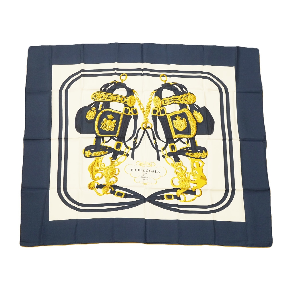 �ڱɡۡ�HERMES�ۥ���᥹ 001266S ����90 BRIDES de GALA��ŵ������ �������� �ͥ��ӡ� �ۥ磻�� �������� ��ʪ ���륯100% ����¾ �����ʤΤߡ���š�