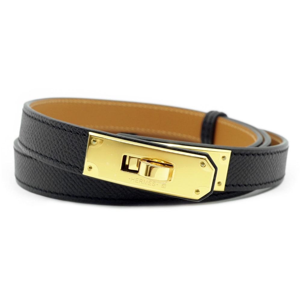 HERMES】 エルメス ケリーベルト B刻印 2023年製 ブラック 黒 シルバー