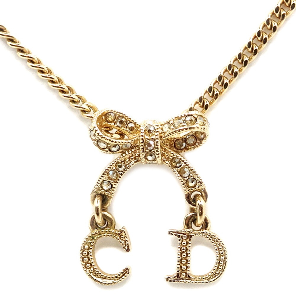 DIOR リボンデザイン ネックレス Dロゴ付き DIOR リボンデザイン ネックレス Dロゴ付き