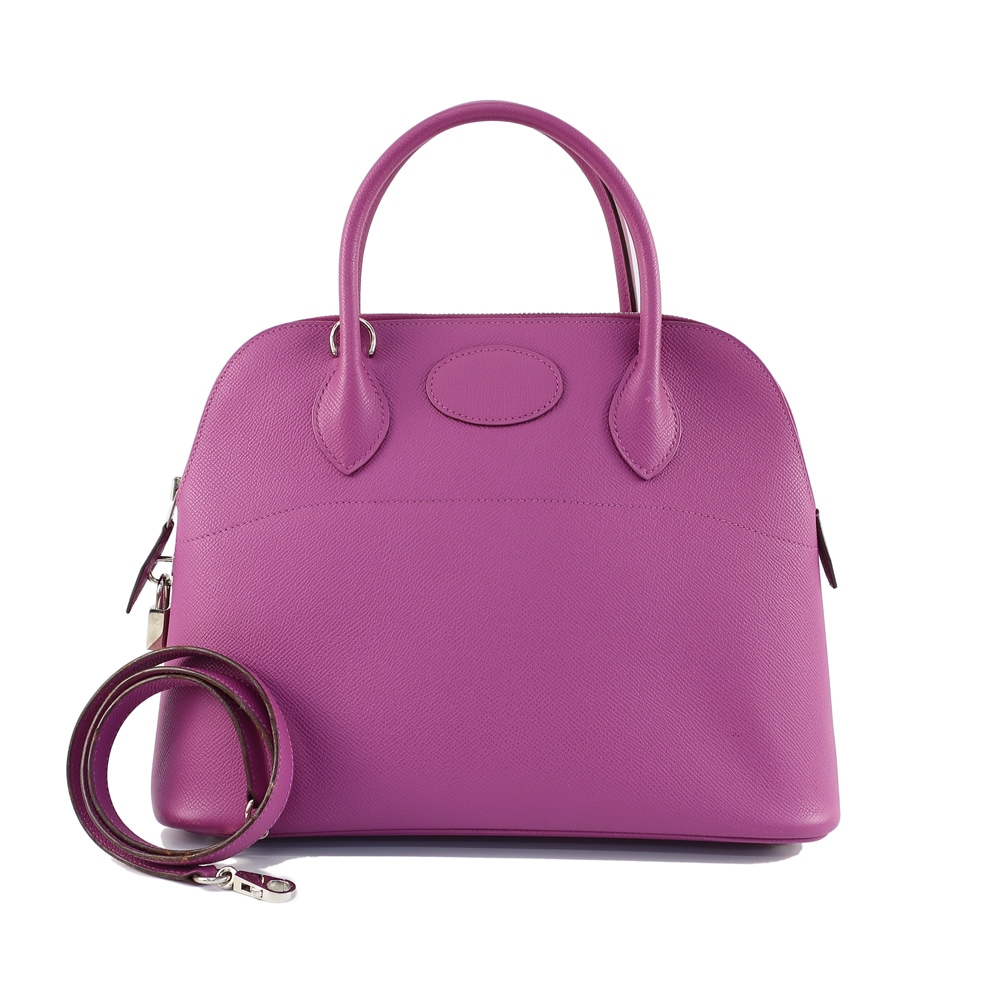 天白】【HERMES】エルメス ボリード31 パープル系 紫 シルバー金具 □J