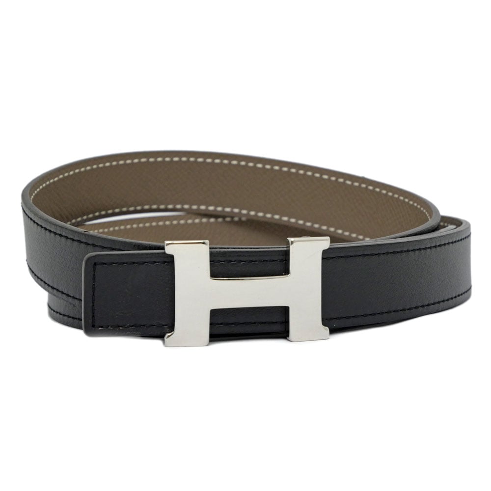 名東】【HERMES】エルメス Hベルト シルバーバックル レザー 85
