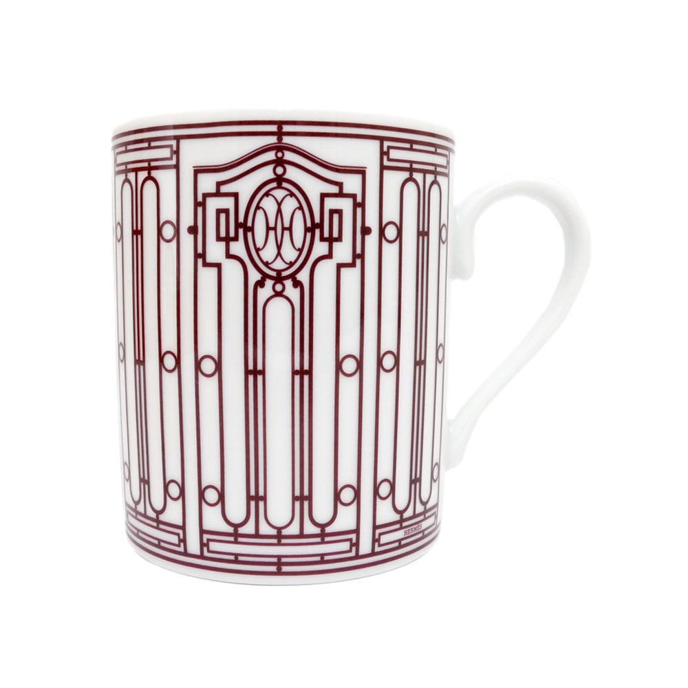 名東】【HERMES】エルメス マグカップ H DECO レッド 赤 ホワイト 白