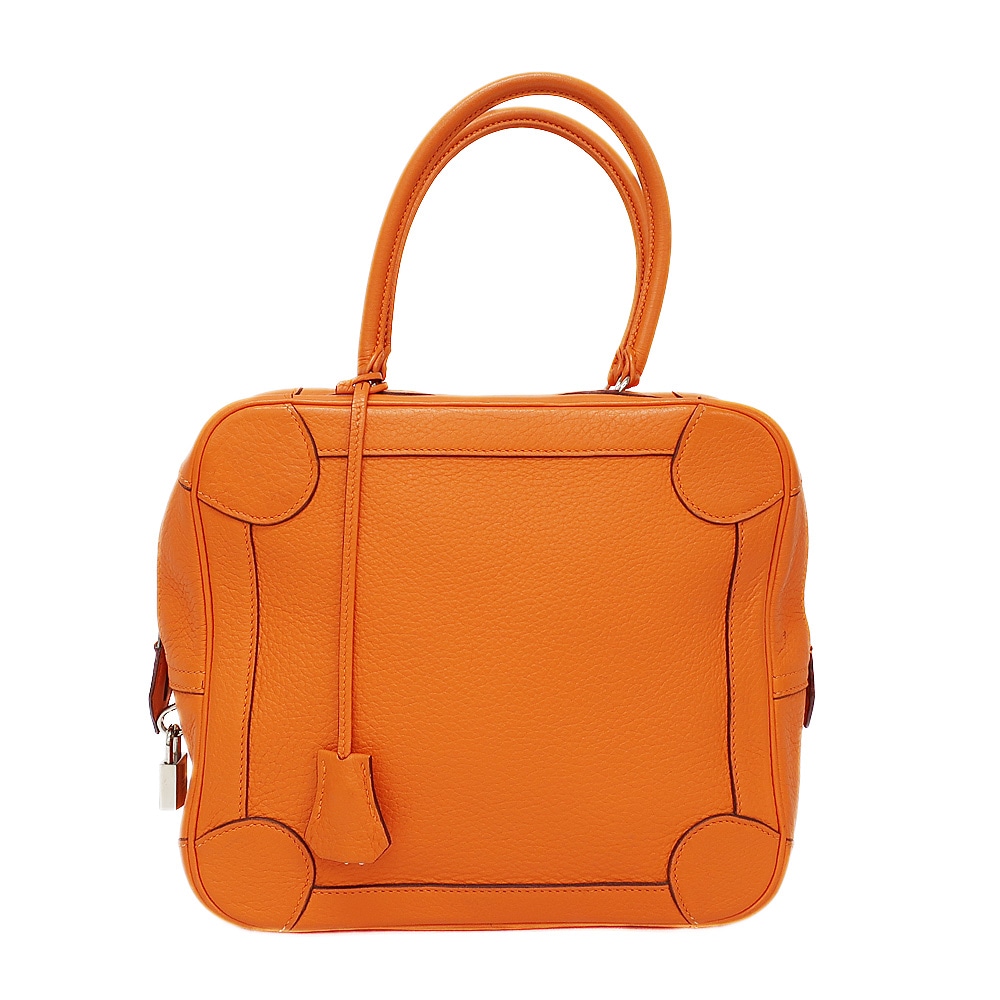 天白】【HERMES】エルメス オムニバス ハンドバッグ オレンジ □H刻印