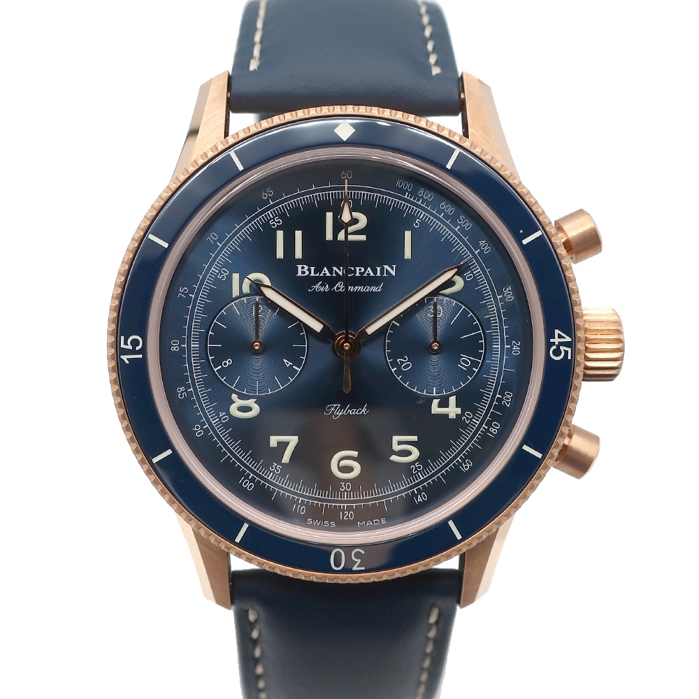 【天白】【BLANCPAIN】ブランパン エアコマンド AC02 36B40 63B サンバースト ブルー レザー 腕時計 レッドゴールド K18 自動巻き メンズ 腕時計【新品】【未使用】【中古】