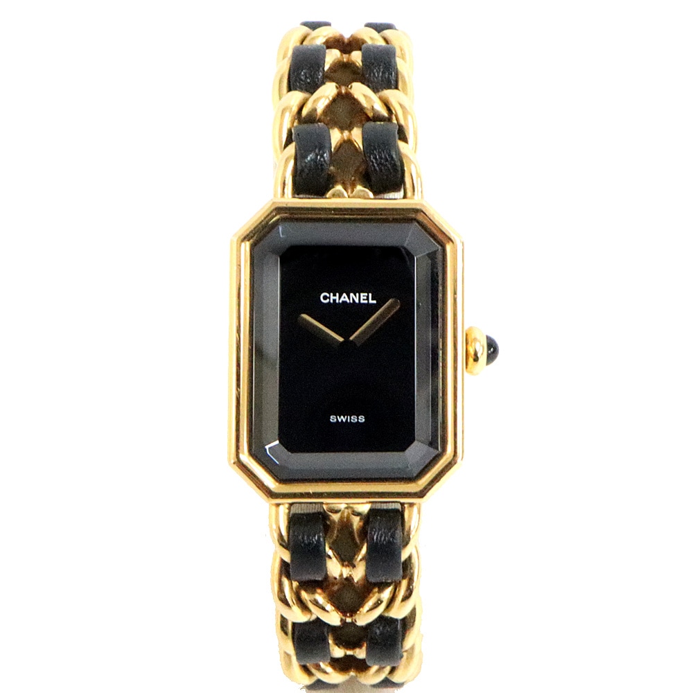 T080 シャネル プルミエールM H0001 GP×レザー クォーツ 名古屋】【CHANEL】シャネル プルミエール M H0001 ブラック GP
