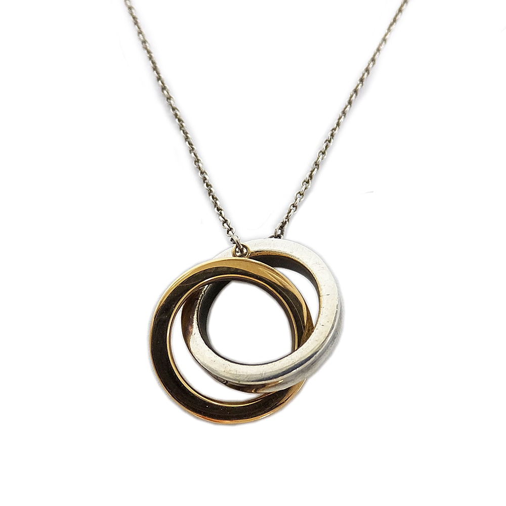 【天白】【TIFFANY】ティファニー インターロッキング 1837 SV925 750PG シルバー ピンクゴールド 約5.8g ネックレス ジュエリー【中古】