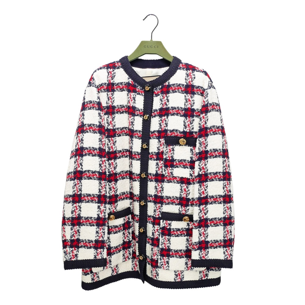 名東】【GUCCI】グッチ ツイードジャケット 40サイズ ホワイト