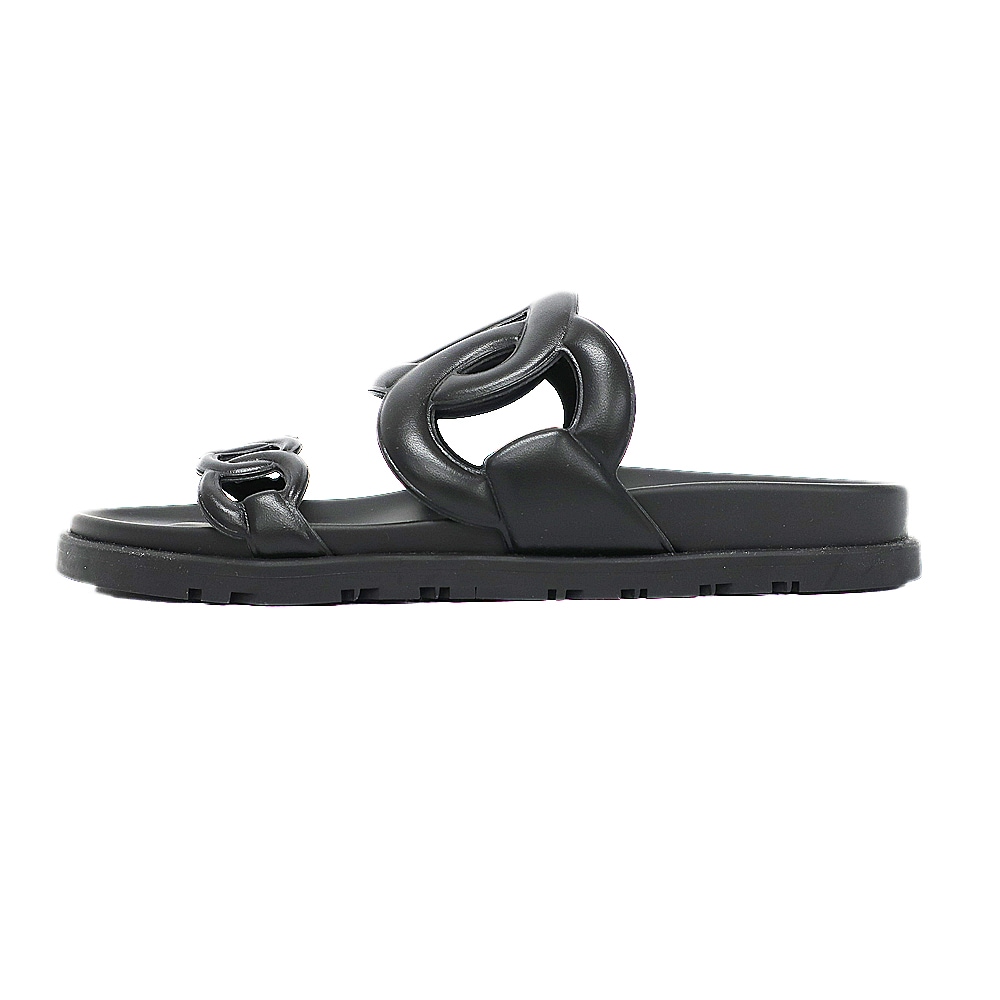 天白】【HERMES】エルメス サンダル エクストラ ブラック レザー 表記