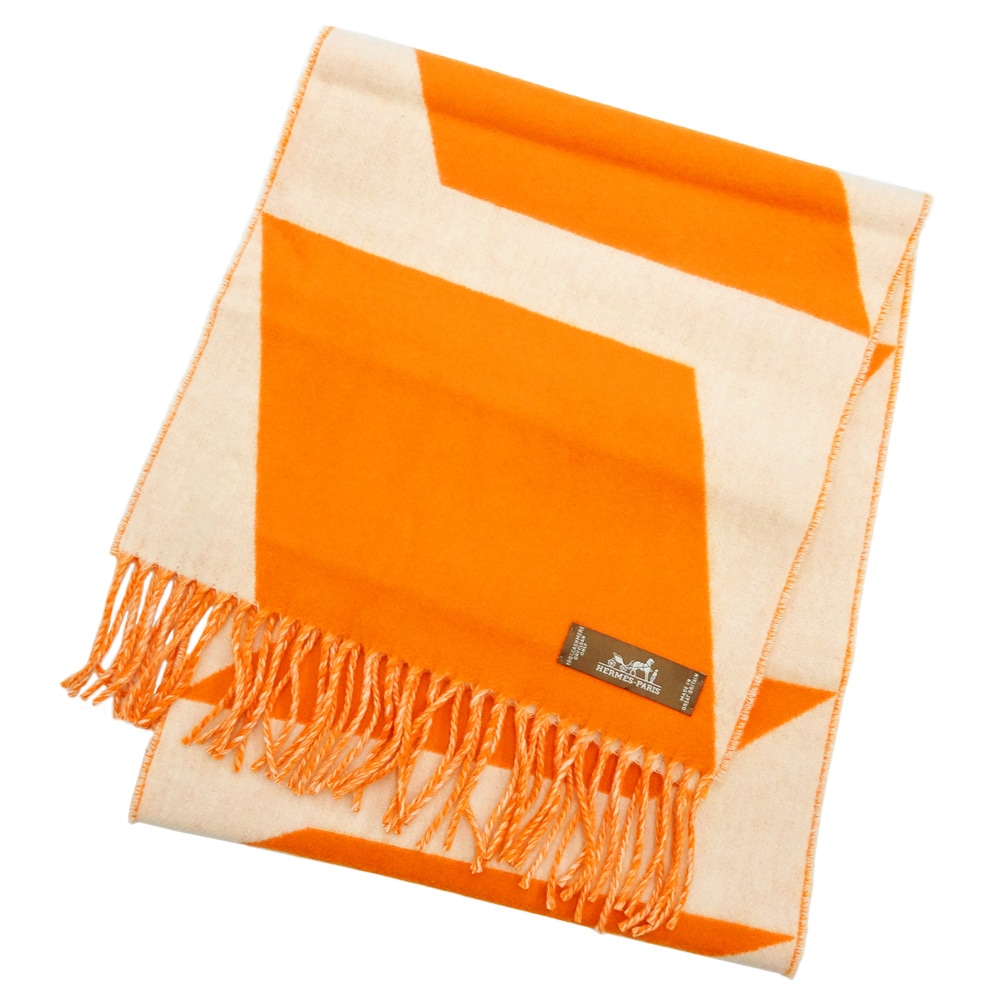 新品に近い！エルメス マフラー カザック・オプティック カシミヤ100% 栄】【HERMES】エルメス マフラー カザック オプティック