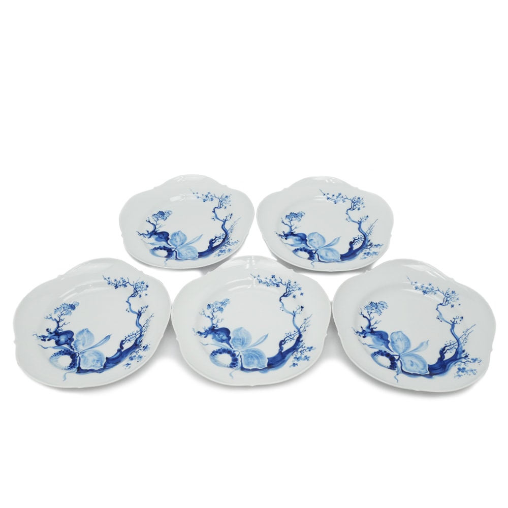 未使用 Meissen マイセン ブルーオーキッド スーププレート 深皿 名東】【MEISSEN】マイセン ブルーオーキッド プレート 25cm 5枚