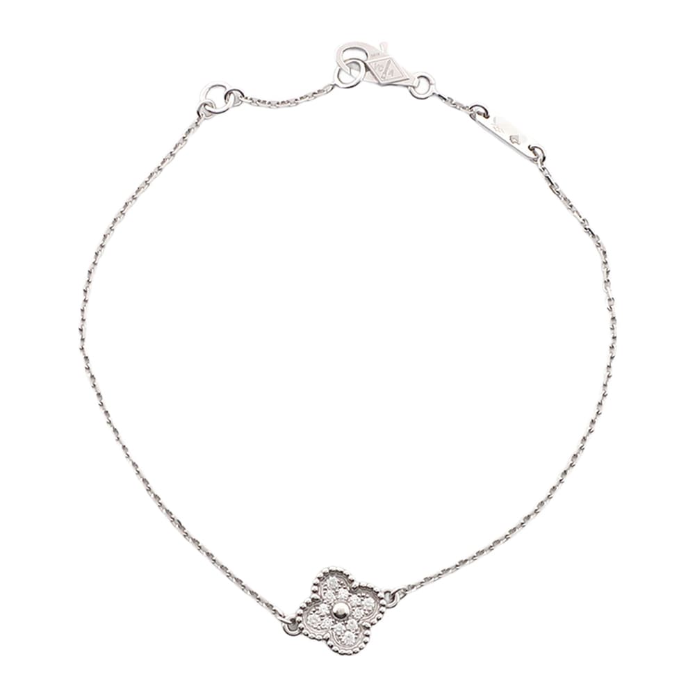 【天白】【VAN CLEEF&ARPELS】ヴァンクリーフ＆アーペル スウィートアルハンブラ ブレスレット VCARO85600 ホワイトゴールド ダイヤモンド K18 ジュエリー【中古】