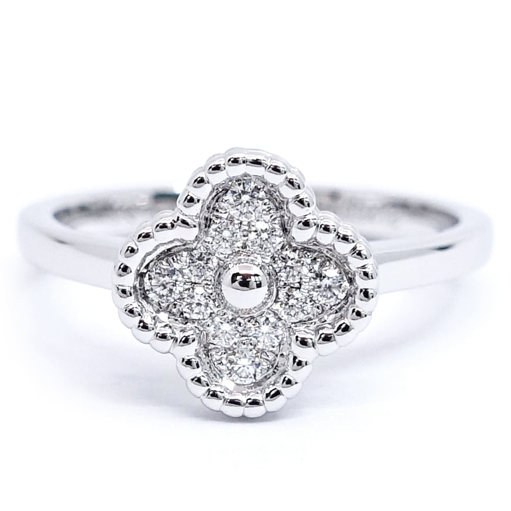 ヴァンクリーフ&アーペル　スウィートアルハンブラリング ダイヤモンド#48指輪 ヴァンクリーフ&アーペル スウィートアルハンブラリング ダイヤモンド