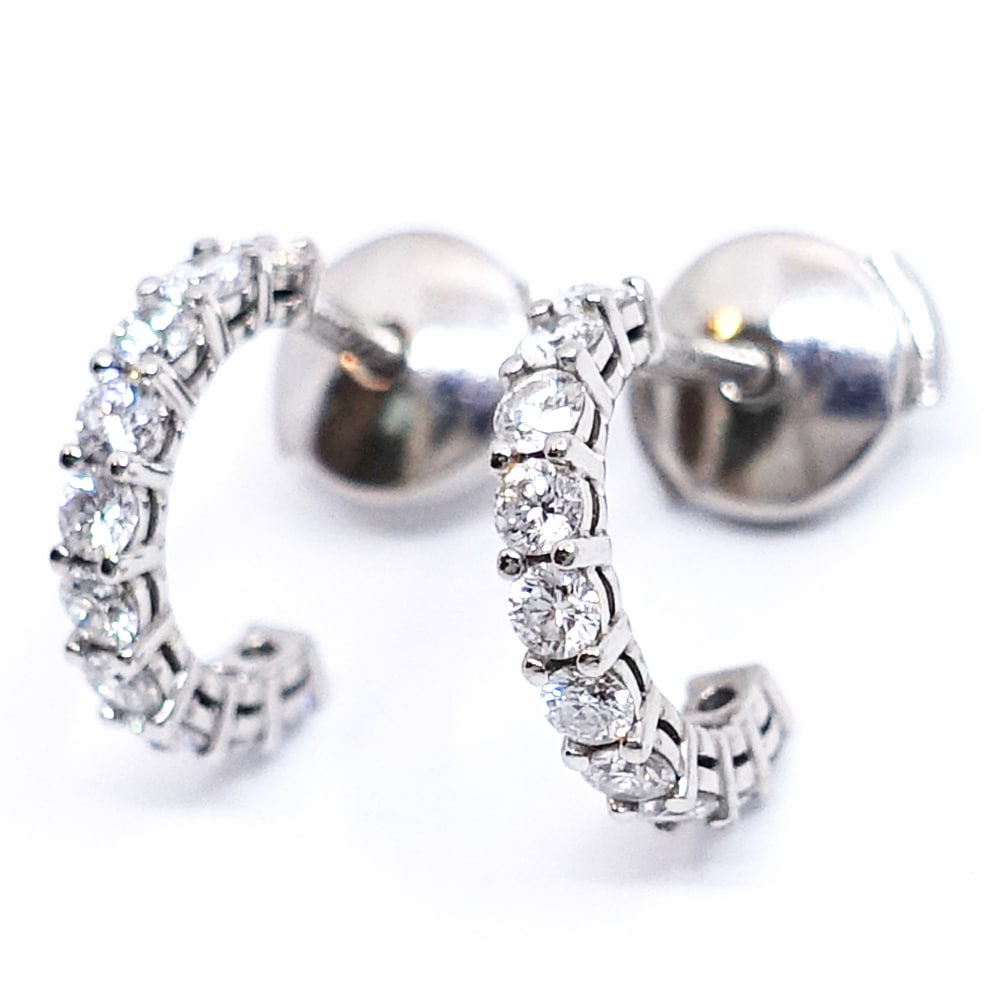 【栄】【TIFFANY】ティファニー Pt950 シェアドプロング セッティング ダイヤモンド フープ ピアス ジュエリー レディース メンズ【中古】