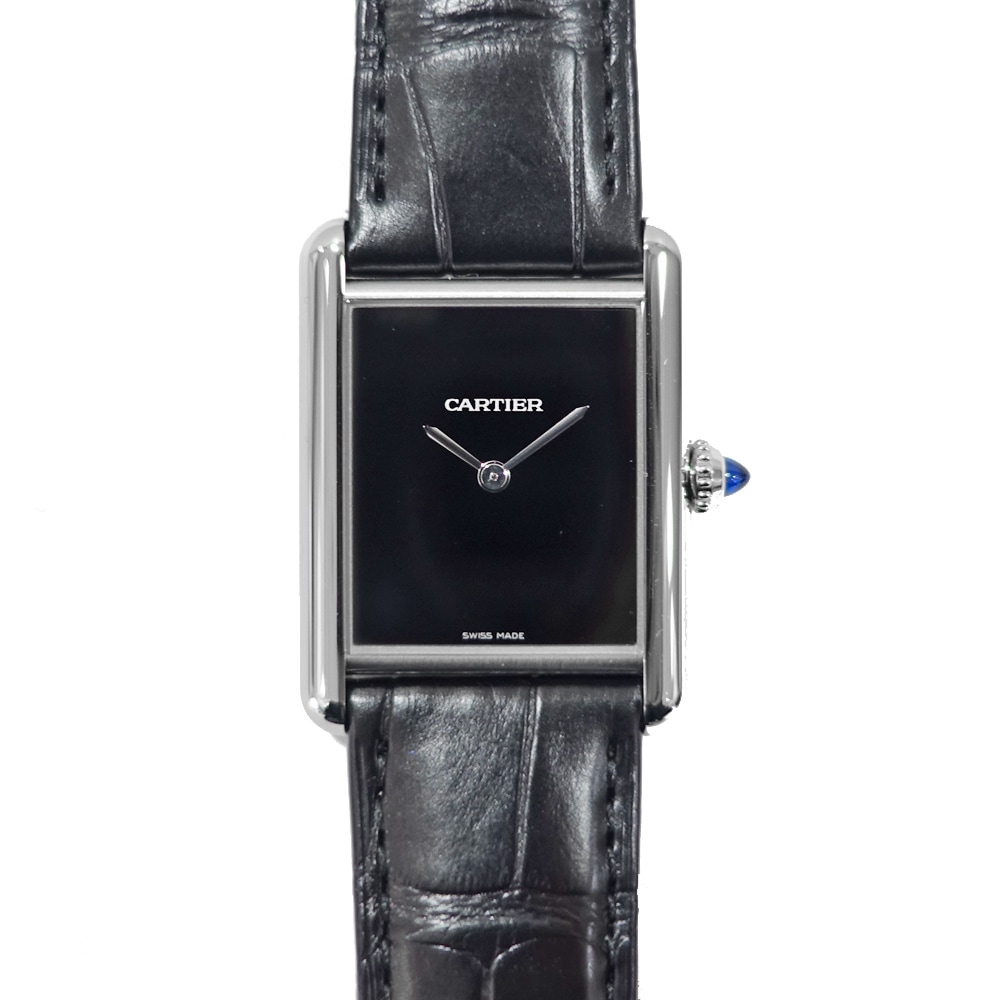 【栄】【CARTIER】カルティエ タンク マスト ドゥ カルティエLM ラージ 2024年 WSTA0072 ブラック 黒 メンズ クォーツ【中古】