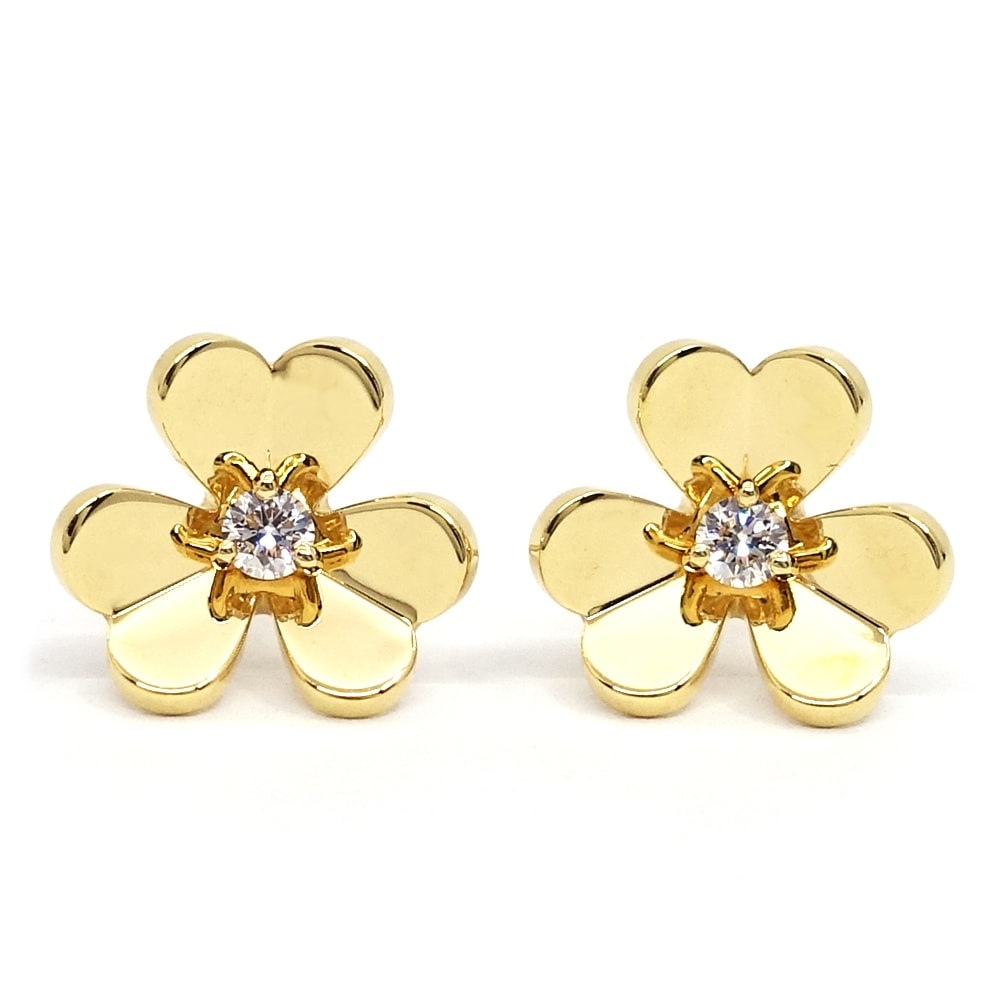 【栄】【VAN CLEEF&ARPELS】ヴァンクリーフ＆アーペル K18YG フリヴォル ピアス ミニモデル ダイヤモンド VCARPJMN00 750YG ジュエリー レディース【中古】