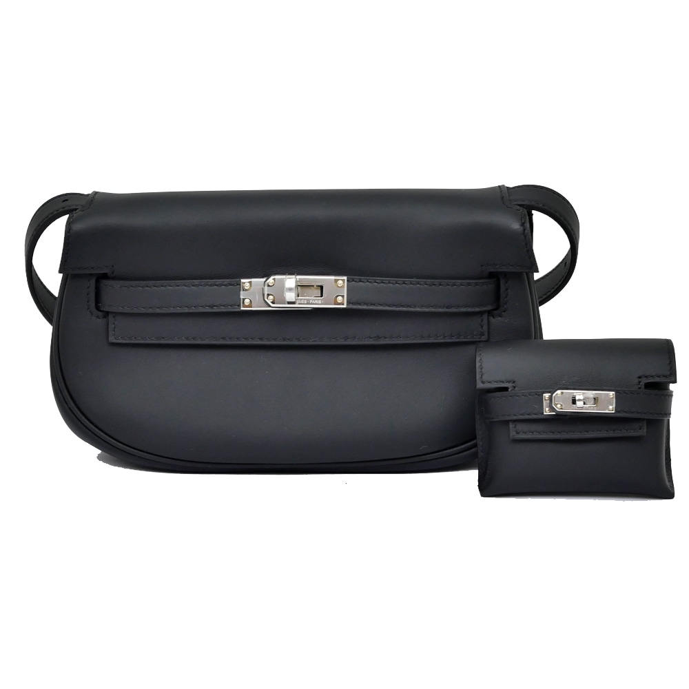 名東】【HERMES】エルメス ケリームーヴ ブラック シルバー金具 ヴォー