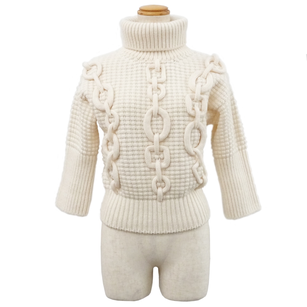 栄】【HERMES】エルメス ニット シェーヌダンクル ハイネック 3H2642D9